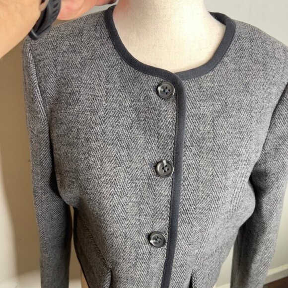 J.Crew $228 Wool Blend Herringbone Lady Jacket Grey Size 18 CB323 - Picture 4 of 10